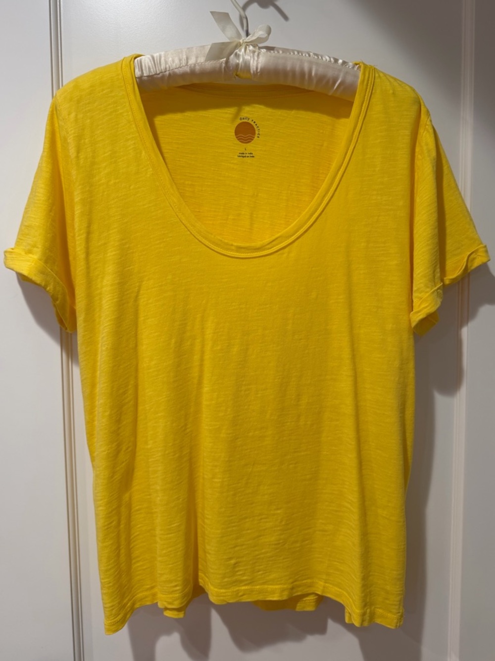 NWT New with tags Anthropologie scoop neck tee shirt M 100% cotton butter yellow